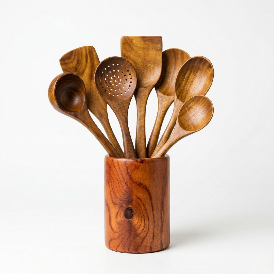 7-Piece Teak Wood Utensil Set