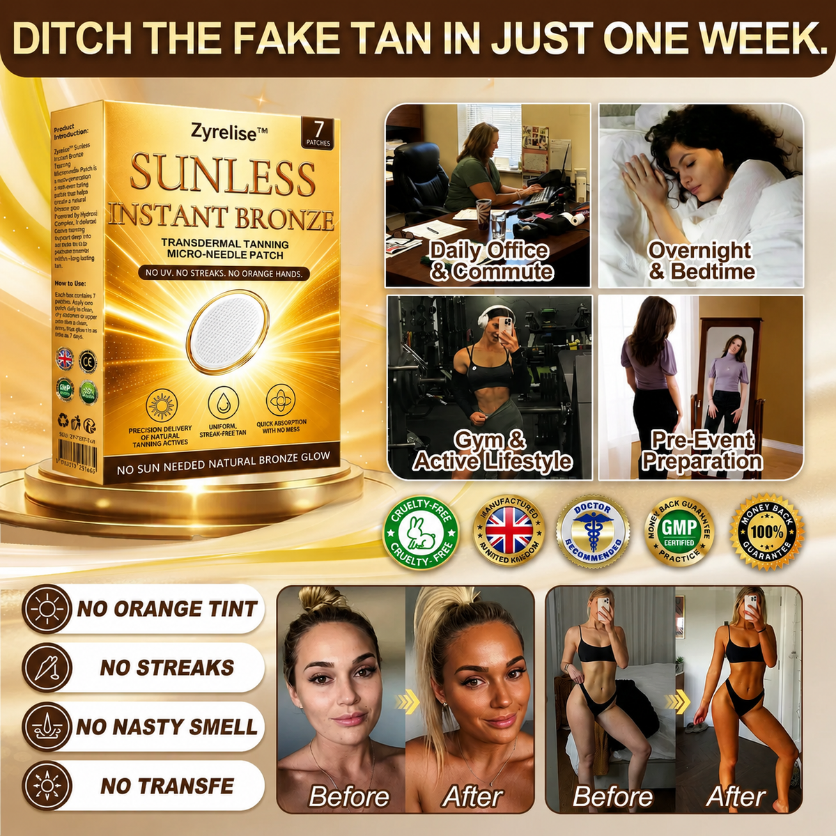 𝑶𝒇𝒇𝒊𝒄𝒊𝒂𝒍 𝑺𝒕𝒐𝒓𝒆 | ☀️☀️ Zyrelise™ 𝐒𝐮𝐧𝐥𝐞𝐬𝐬 𝐈𝐧𝐬𝐭𝐚𝐧𝐭 𝐁𝐫𝐨𝐧𝐳𝐞 𝐓𝐚𝐧𝐧𝐢𝐧𝐠 𝐌𝐢𝐜𝐫𝐨𝐧𝐞𝐞𝐝𝐥𝐞 𝐏𝐚𝐭𝐜𝐡 🇬🇧 (𝐉𝐮𝐬𝐭 𝐨𝐧𝐜𝐞 𝐚 𝐝𝐚𝐲) 𝐕𝐢𝐬𝐢𝐛𝐥𝐞 𝐁𝐫𝐨𝐧𝐳𝐞 𝐆𝐥𝐨𝐰 𝐢𝐧 𝟕 𝐃𝐚𝐲𝐬 ✅ 𝐍𝐨 𝐔𝐕, 𝐍𝐨 𝐎𝐫𝐚𝐧𝐠𝐞, 𝐍𝐨 𝐒𝐭𝐫𝐞𝐚𝐤𝐬, 𝐍𝐨 𝐃𝐇𝐀, 𝐍𝐨 𝐌𝐞𝐬𝐬.