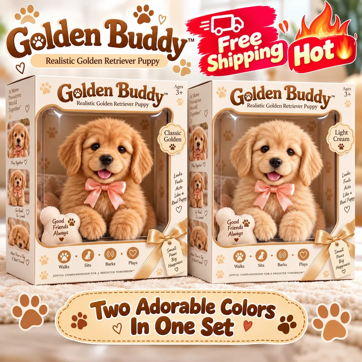 🎄 49% OFF – Golden Buddy™ Realistic Golden Retriever Puppy