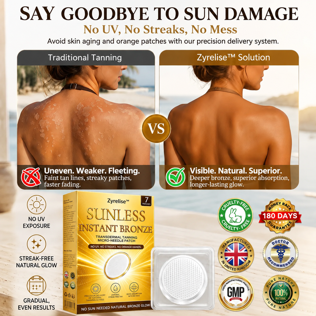 𝑶𝒇𝒇𝒊𝒄𝒊𝒂𝒍 𝑺𝒕𝒐𝒓𝒆 | ☀️☀️ Zyrelise™ 𝐒𝐮𝐧𝐥𝐞𝐬𝐬 𝐈𝐧𝐬𝐭𝐚𝐧𝐭 𝐁𝐫𝐨𝐧𝐳𝐞 𝐓𝐚𝐧𝐧𝐢𝐧𝐠 𝐌𝐢𝐜𝐫𝐨𝐧𝐞𝐞𝐝𝐥𝐞 𝐏𝐚𝐭𝐜𝐡 🇬🇧 (𝐉𝐮𝐬𝐭 𝐨𝐧𝐜𝐞 𝐚 𝐝𝐚𝐲) 𝐕𝐢𝐬𝐢𝐛𝐥𝐞 𝐁𝐫𝐨𝐧𝐳𝐞 𝐆𝐥𝐨𝐰 𝐢𝐧 𝟕 𝐃𝐚𝐲𝐬 ✅ 𝐍𝐨 𝐔𝐕, 𝐍𝐨 𝐎𝐫𝐚𝐧𝐠𝐞, 𝐍𝐨 𝐒𝐭𝐫𝐞𝐚𝐤𝐬, 𝐍𝐨 𝐃𝐇𝐀, 𝐍𝐨 𝐌𝐞𝐬𝐬.