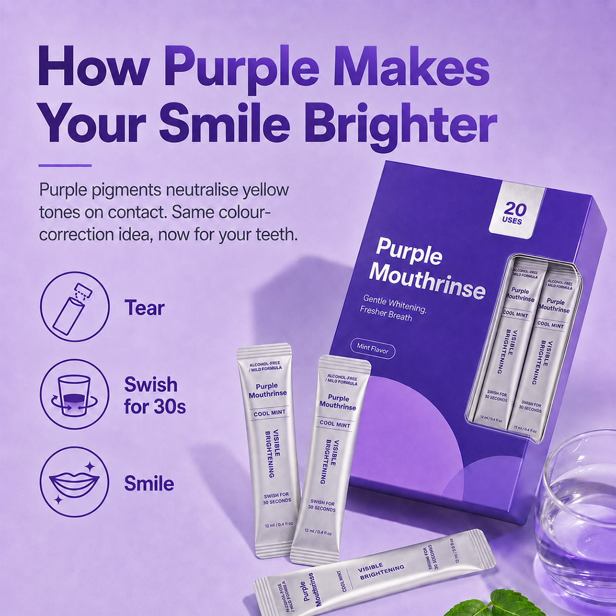 Zyrelise™ Purple Mouthwash Sachets 20 Pack