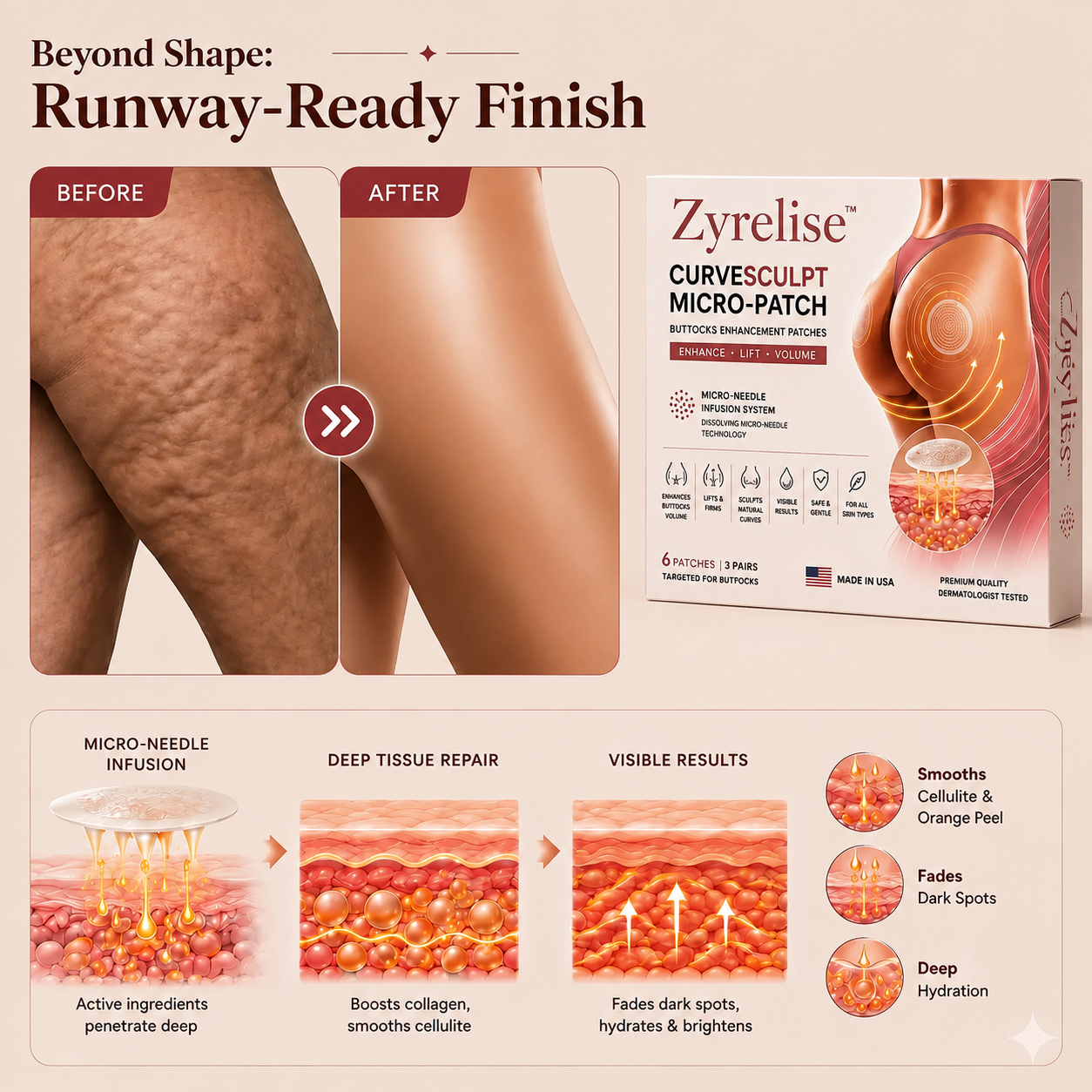 Zyrelise™ CurveSculpt Micro-Patch ✦ Sculpt • Firm • Smooth Lower Body Curves ✦ Micro-Needle Infusion System