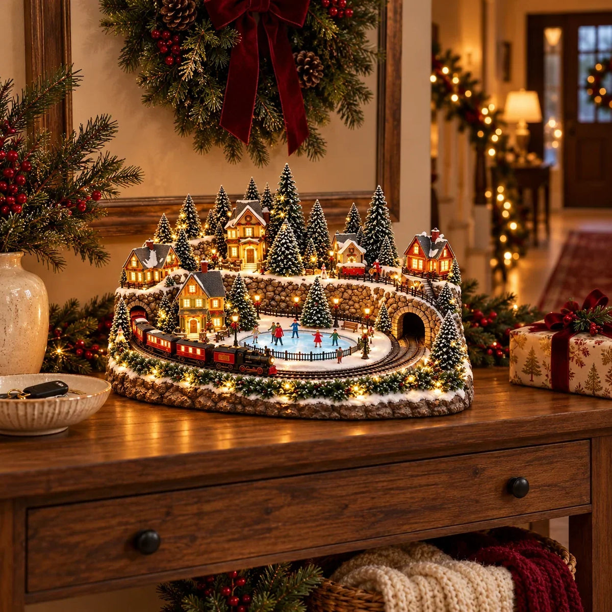 🚞🎄Last day to save 49% –✨ Animated Holiday Train & Ice Rink Scene