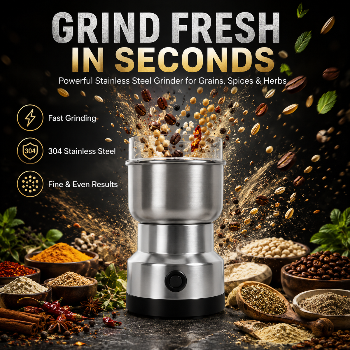 ⏳Last Day 49 OFF✨ High-Speed Stainless Steel Grain Grinder