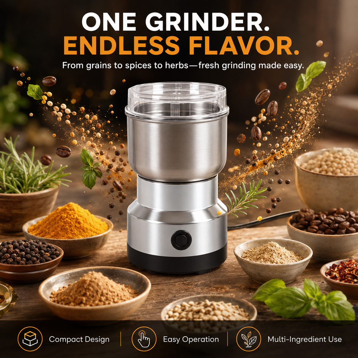 ⏳Last Day 49 OFF✨ High-Speed Stainless Steel Grain Grinder