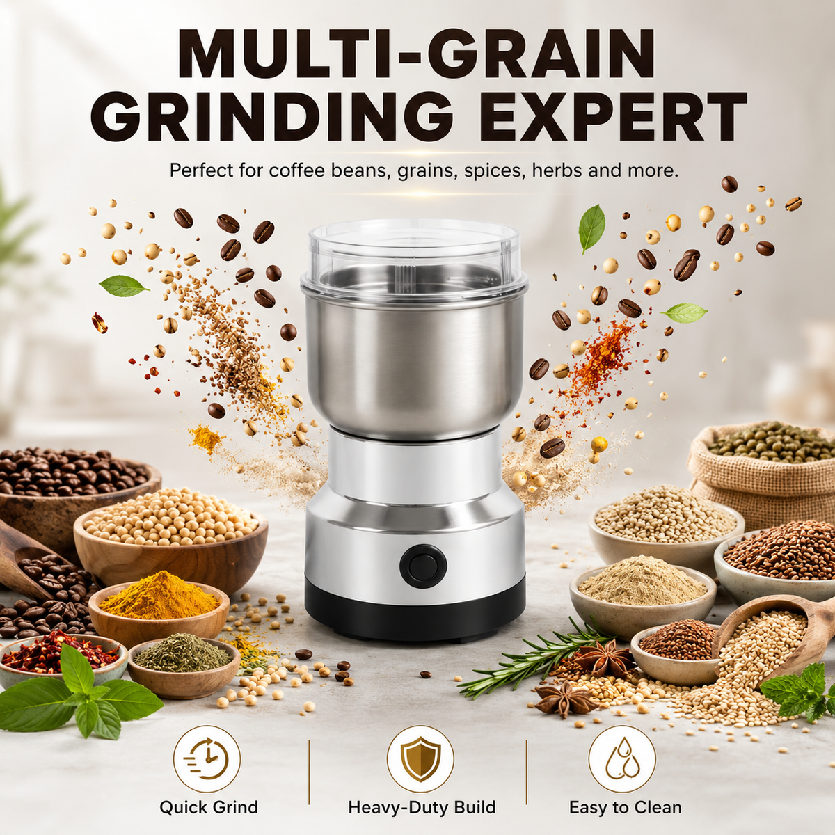 ⏳Last Day 49 OFF✨ High-Speed Stainless Steel Grain Grinder