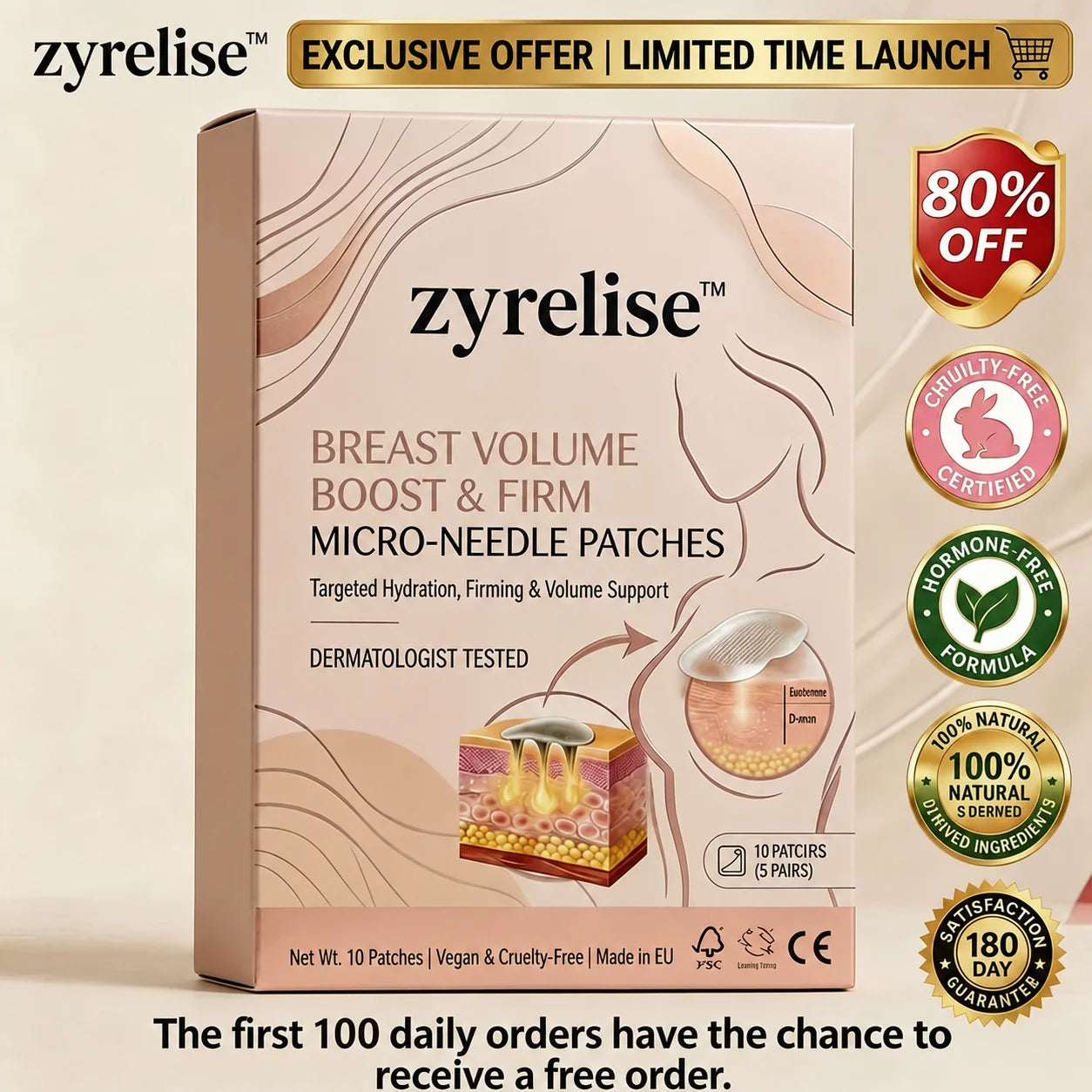 🔥Limited-time 80% sale--Zyrelise™ Targeted Breast Enhancement Advanced Nano-Microneedle Patches