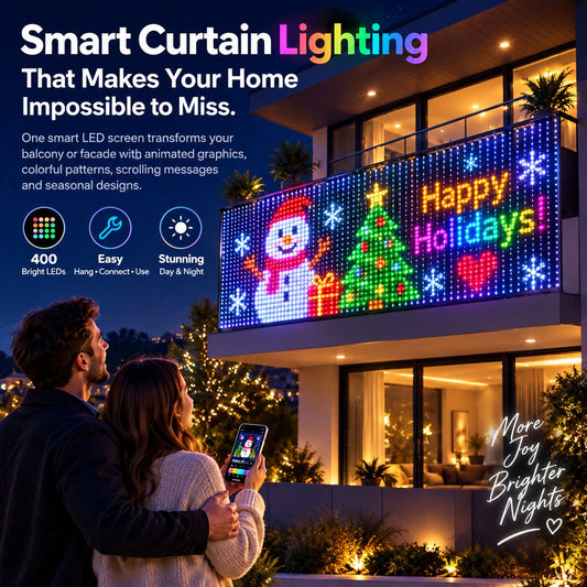 ✨ Smart 300 LED Curtain Lights – Custom Animations, Music Sync & App Control