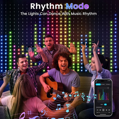 ✨ Smart 300 LED Curtain Lights – Custom Animations, Music Sync & App Control
